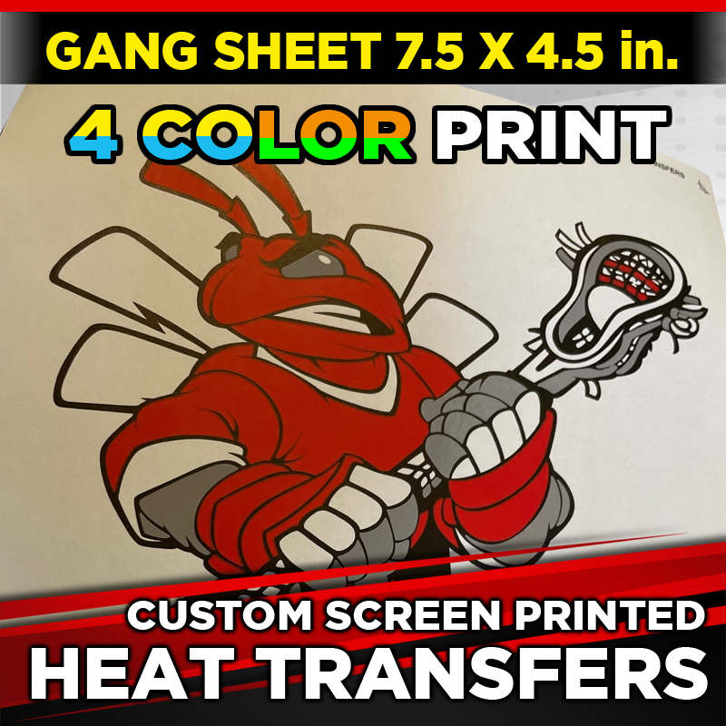 7.5 x 4.5 in. Gang Sheets | Custom Screen Printed Heat Transfers | 4 Color Print