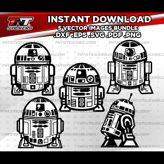 Cute R2D2 Star Wars VECTOR FILE BUNDLE | svg | eps | png | pdf | dxf