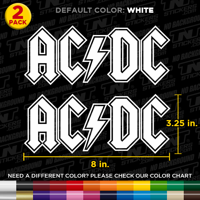 Pack of 2 AC/DC Music Band Logo Cut Vinyl Decal Sticker