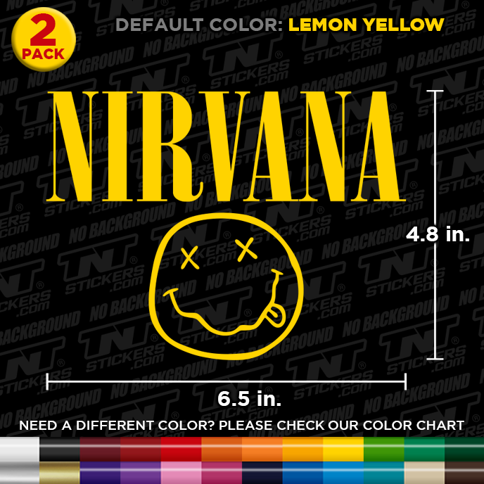 Pack of 2 NIRVANA Smiley Logo Cut Vinyl Decal Sticker