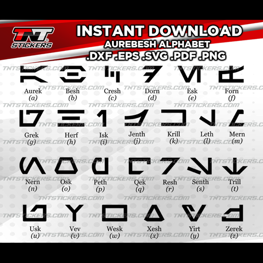Aurebesh Alphabeth Star Wars VECTOR FILE BUNDLE | svg | eps | png | pdf | dxf