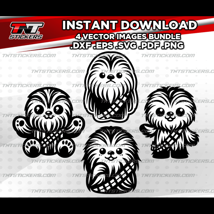 Cute Baby Chewbacca Kawaii VECTOR FILE BUNDLE | svg | eps | png | pdf | dxf