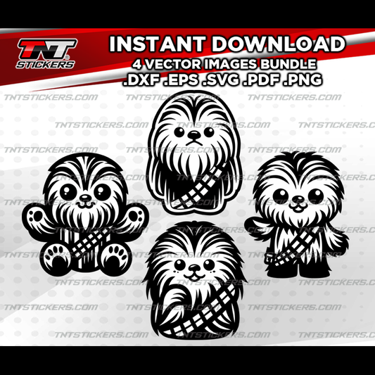 Cute Baby Chewbacca Kawaii VECTOR FILE BUNDLE | svg | eps | png | pdf | dxf
