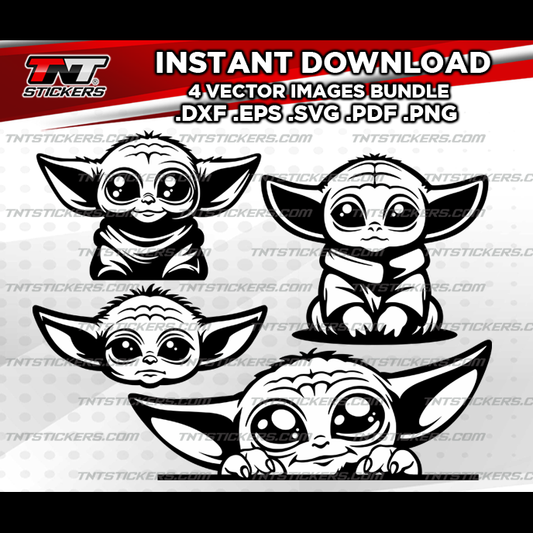 Cute Baby Yoda Grogu Kawaii VECTOR FILE BUNDLE | svg | eps | png | pdf | dxf