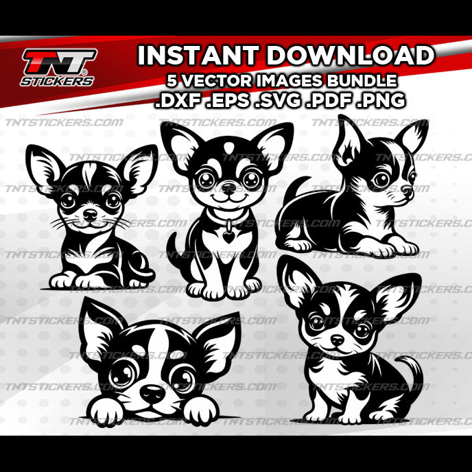 Chihuahua Puppies Dog VECTOR FILE BUNDLE | svg | eps | png | pdf | dxf