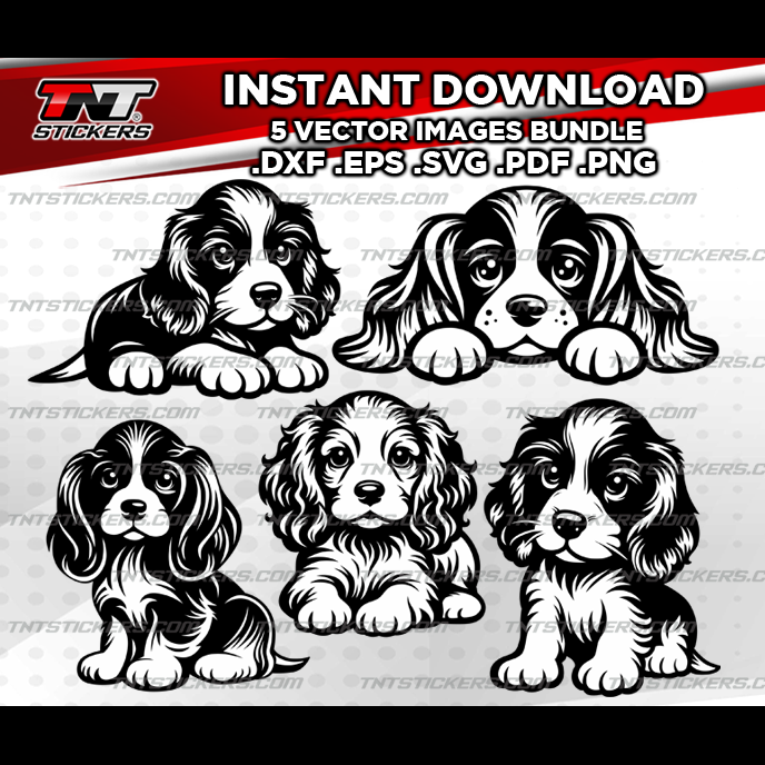 Cocker Spaniel Puppies Dog VECTOR FILE BUNDLE | svg | eps | png | pdf | dxf