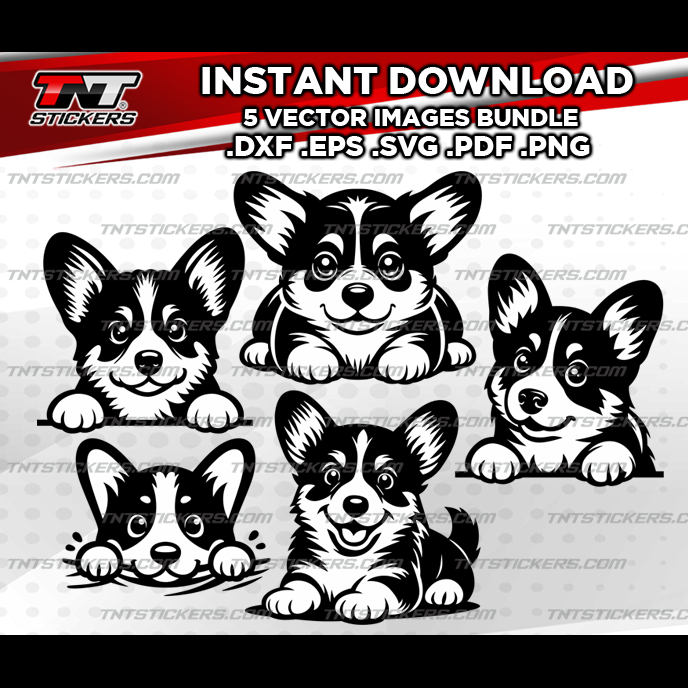 Corgi Puppies Dog VECTOR FILE BUNDLE | svg | eps | png | pdf | dxf