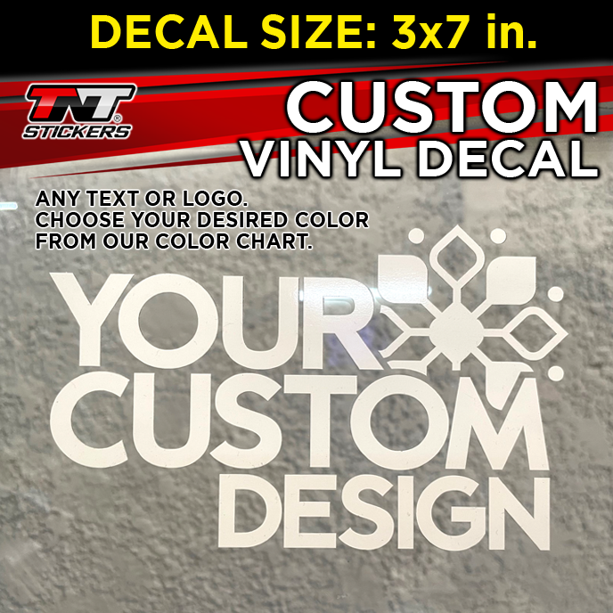 Custom 1 color Vinyl Decal Size 3 x 7 in.