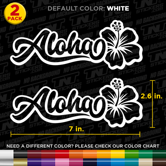 Pack of 2 ALOHA Hibiscus Logos Cut Vinyl Decal Sticker