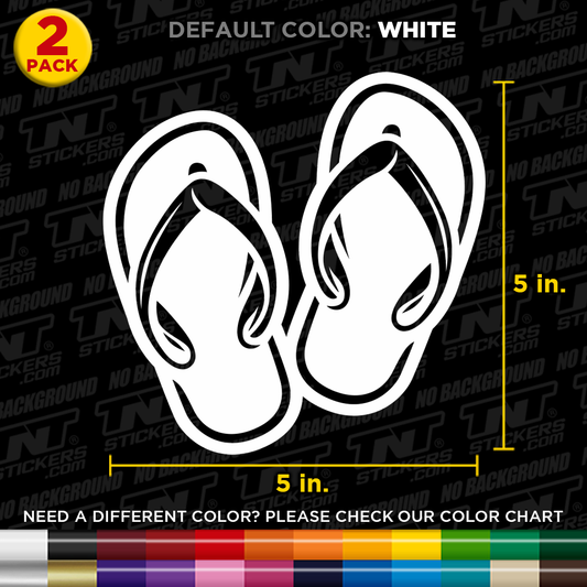 Pack of 2 FLIP FLOP Sandals Cut Vinyl Decal Sticker