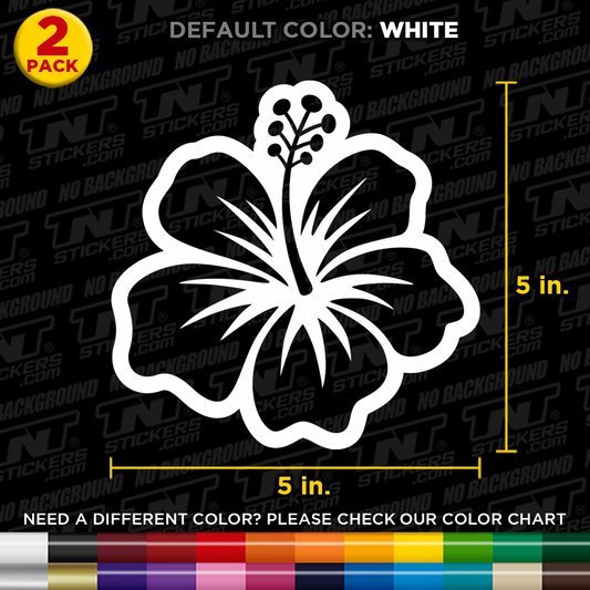 Pack of 2 HIBISCUS Flowers Cut Vinyl Decal Sticker