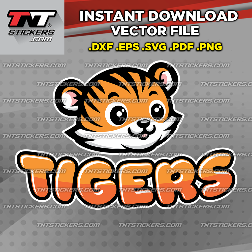 Kiddie Sports Tigers Mascot logo with 'Tigers' text. Available as a digital download.