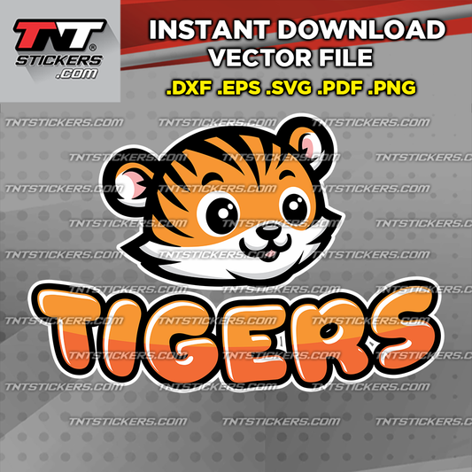 Kiddie Sports Tigers Mascot logo with 'Tigers' text. Available as a digital download.