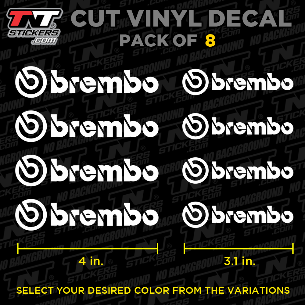 Brembo Calipers Logo | Pack of 8 | Cut Vinyl Decal Sticker