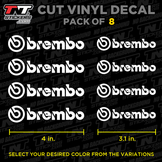 Brembo Calipers Logo | Pack of 8 | Cut Vinyl Decal Sticker