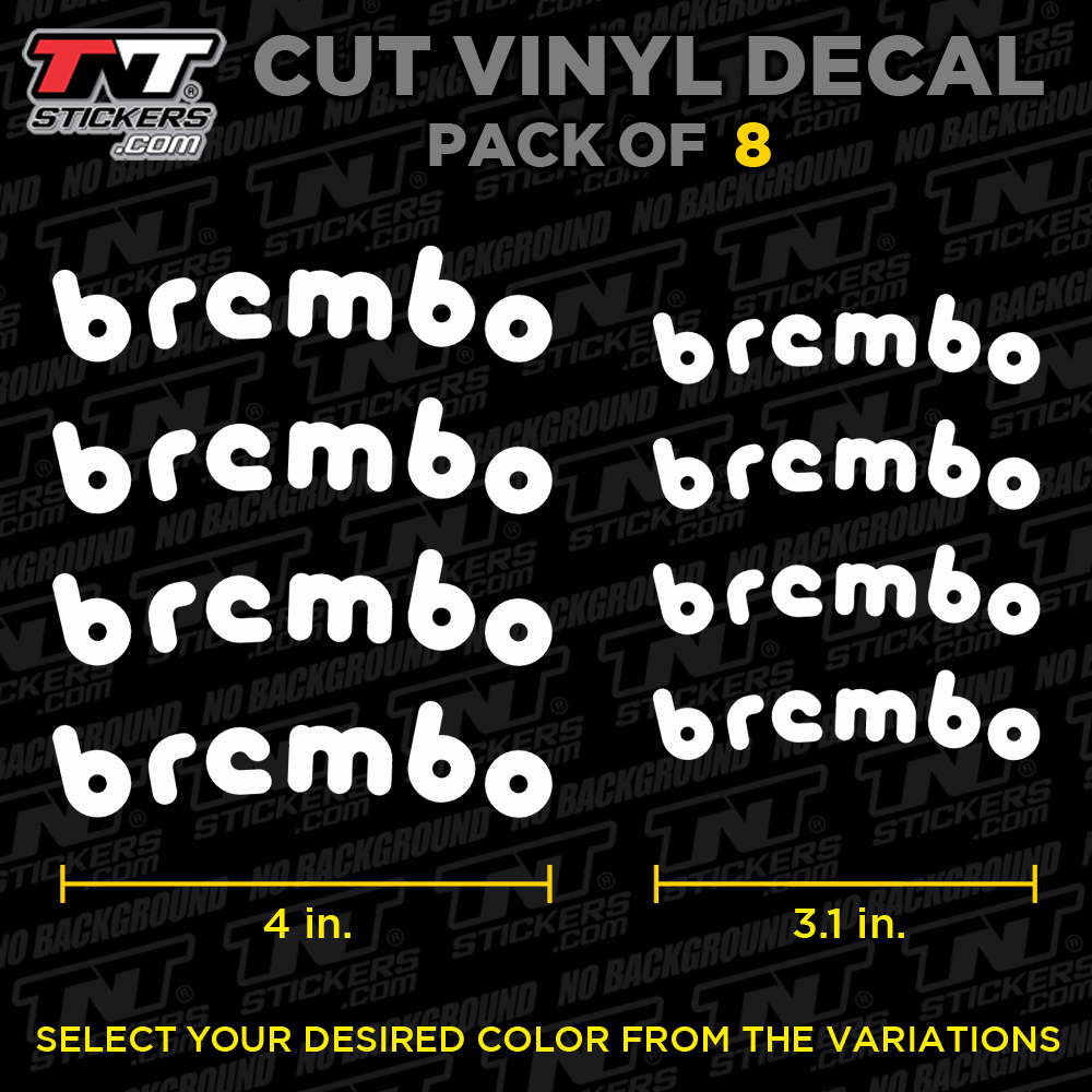 Brembo Calipers Vintage Style Logo | Pack of 8 | Cut Vinyl Decal Sticker