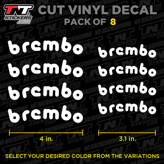 Brembo Calipers Vintage Style Logo | Pack of 8 | Cut Vinyl Decal Sticker