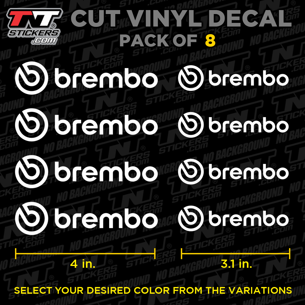 Brembo Calipers New Logo | Pack of 8 | Cut Vinyl Decal Sticker