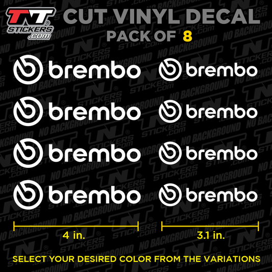 Brembo Calipers New Logo | Pack of 8 | Cut Vinyl Decal Sticker