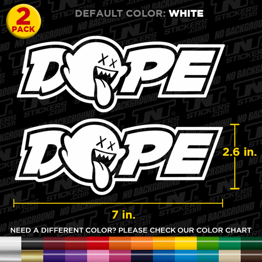 Pack of 2 DOPE Ghost Logo Cut Vinyl Decal Sticker
