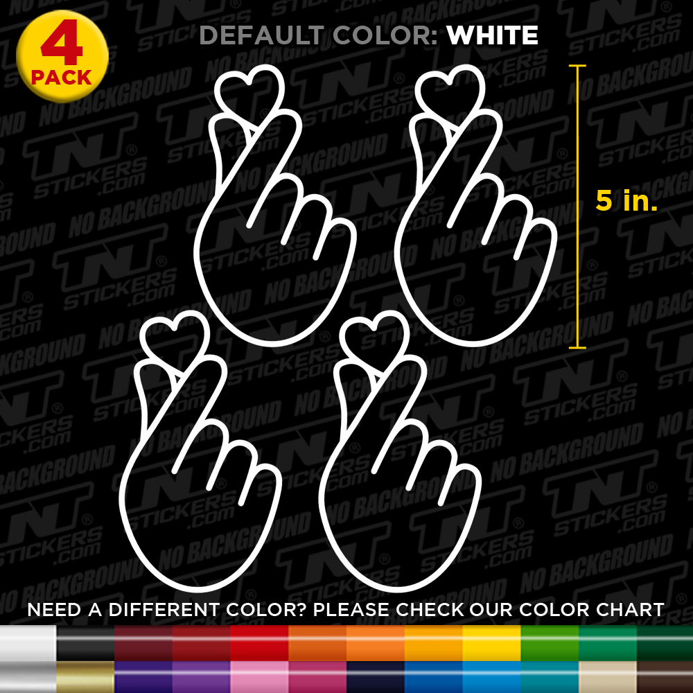 Pack of 4 Korean Finger Heart K-Pop Hallyu BTS Cut Vinyl Decal Sticker