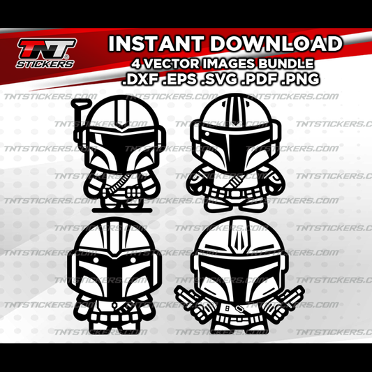 Cute Baby Mandalorian Kawaii VECTOR FILE BUNDLE | svg | eps | png | pdf | dxf
