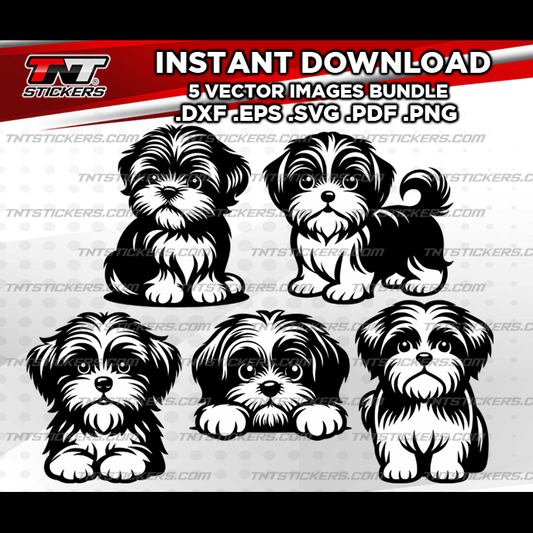 Shih Tzu Puppies Dog VECTOR FILE BUNDLE | svg | eps | png | pdf | dxf