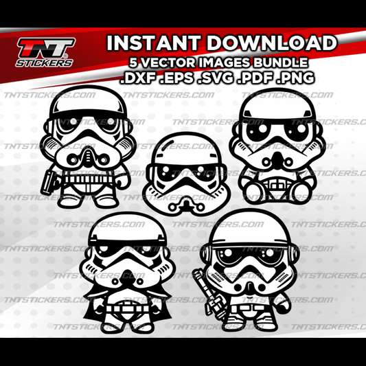 Stormtrooper Cute Star Wars VECTOR FILE BUNDLE | svg | eps | png | pdf | dxf