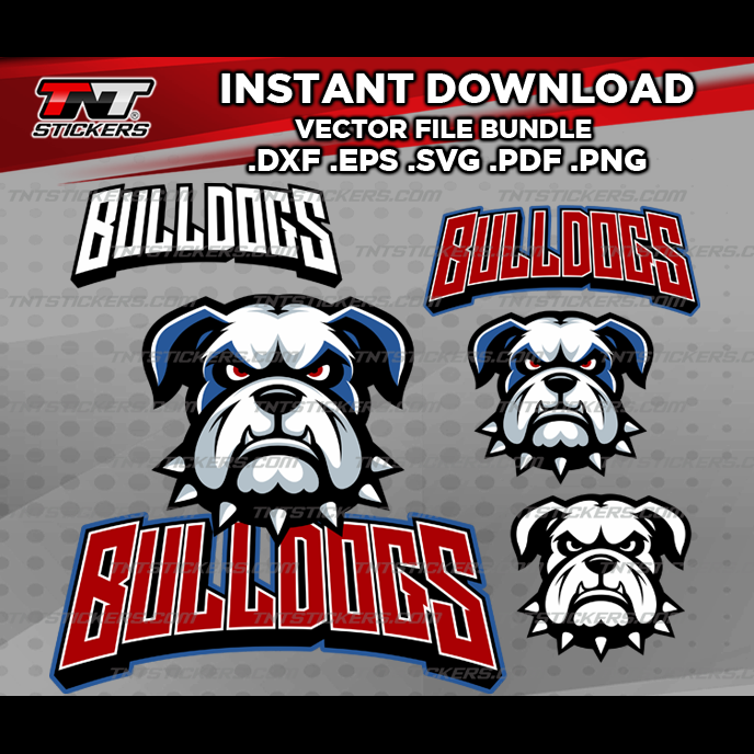 BULLDOGS Team Mascot Design VECTOR FILE BUNDLE | svg | eps | png | pdf | dxf