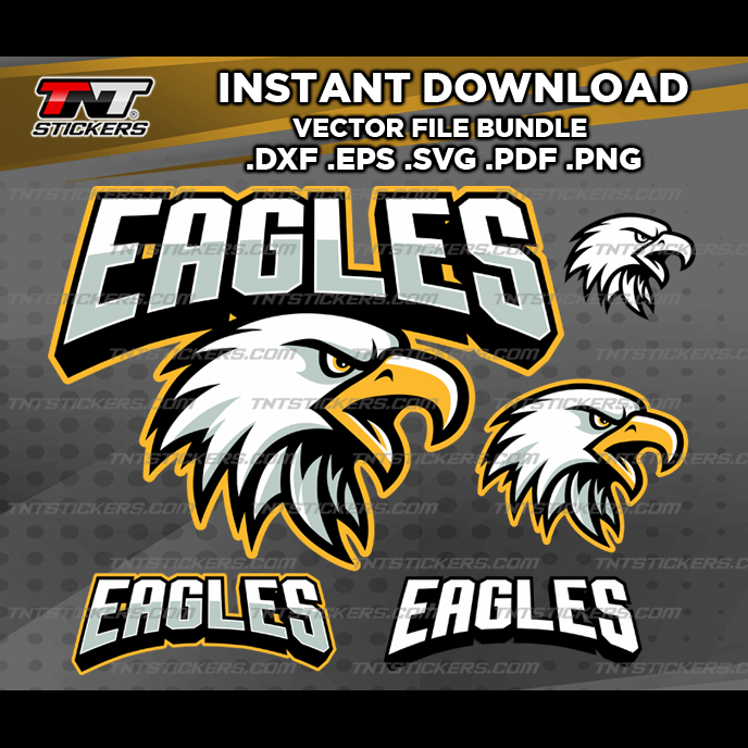 EAGLES Team Mascot Design VECTOR FILE BUNDLE | svg | eps | png | pdf | dxf
