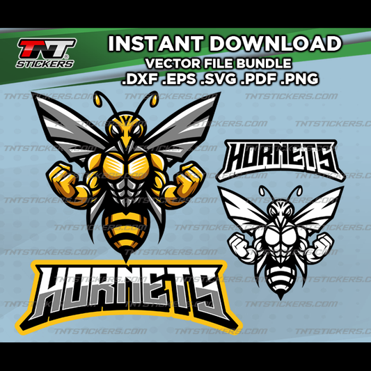 HORNETS Team Mascot Design VECTOR FILE BUNDLE | svg | eps | png | pdf | dxf