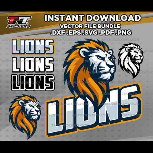 LIONS Team Mascot Design VECTOR FILE BUNDLE | svg | eps | png | pdf | dxf