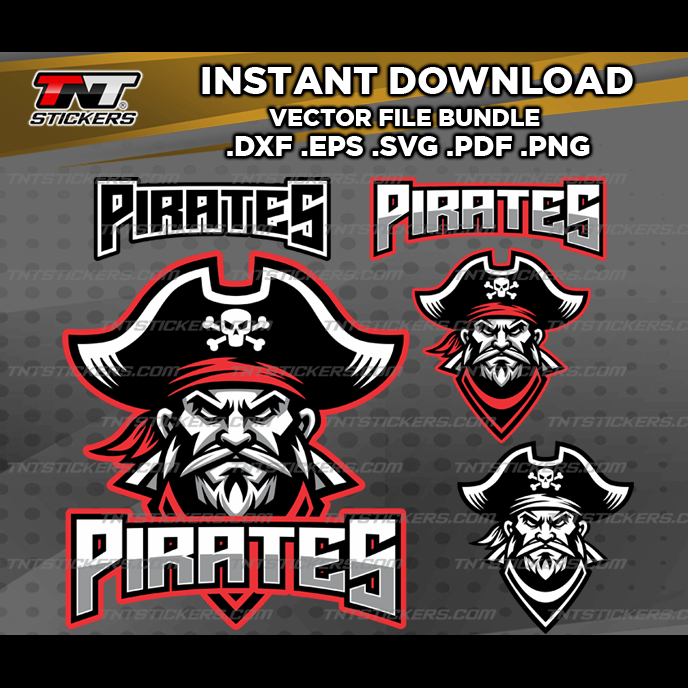 PIRATES Team Mascot Design VECTOR FILE BUNDLE | svg | eps | png | pdf | dxf