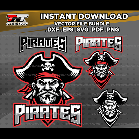 PIRATES Team Mascot Design VECTOR FILE BUNDLE | svg | eps | png | pdf | dxf