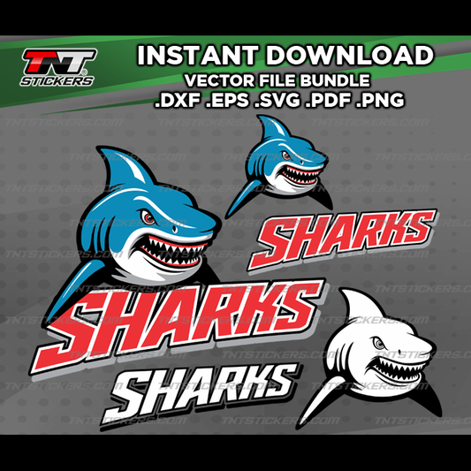 SHARKS Team Mascot Design VECTOR FILE BUNDLE | svg | eps | png | pdf | dxf