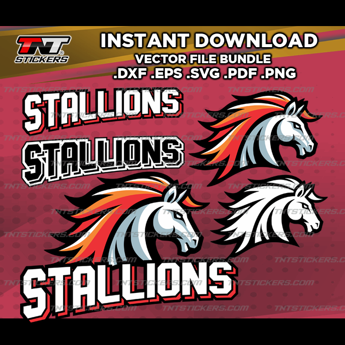 STALLIONS Team Mascot Design VECTOR FILE BUNDLE | svg | eps | png | pdf | dxf