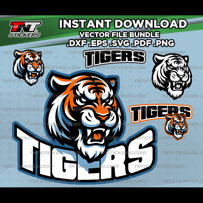 TIGERS Team Mascot Design VECTOR FILE BUNDLE | svg | eps | png | pdf | dxf