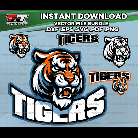 TIGERS Team Mascot Design VECTOR FILE BUNDLE | svg | eps | png | pdf | dxf