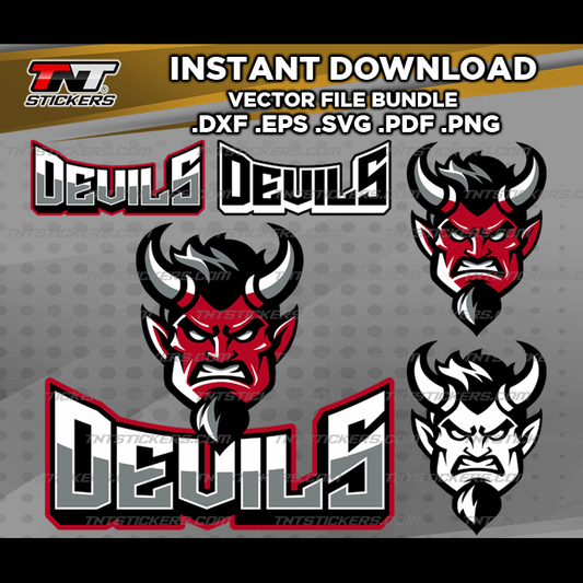 DEVILS Team Mascot Design VECTOR FILE BUNDLE | svg | eps | png | pdf | dxf