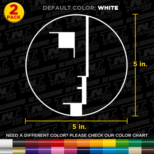 Circular BAUHAUS logo with measurements and color options on a branded background