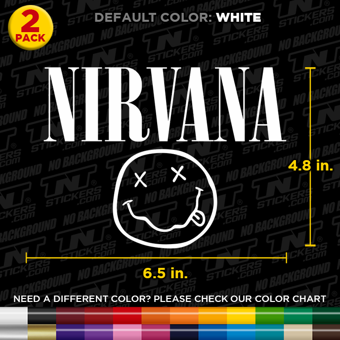 Pack of 2 NIRVANA Smiley Logo Cut Vinyl Decal Sticker